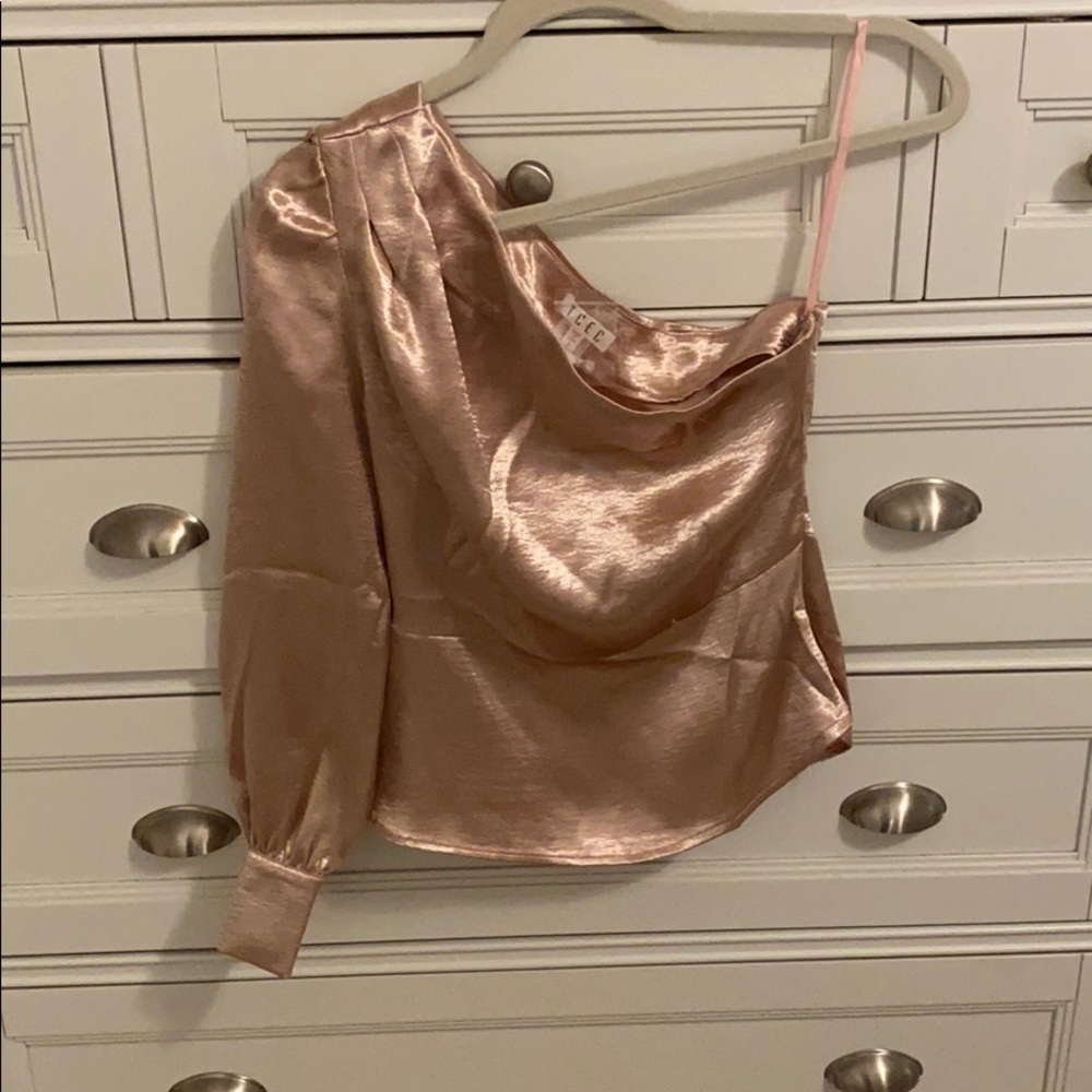 One shoulder silk top